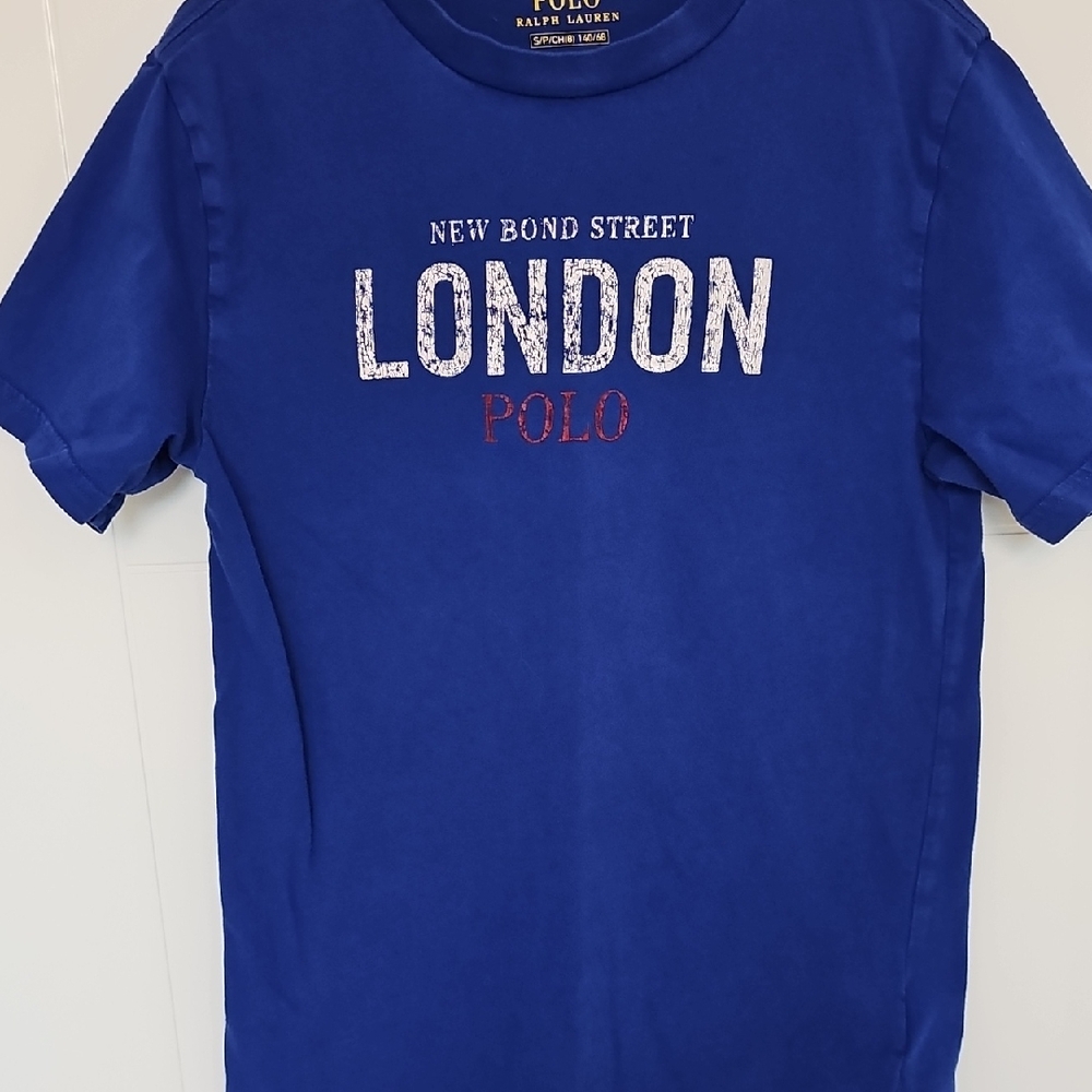 Polo by Ralph Lauren London Logo Blue Tee Shirt Sz S 8